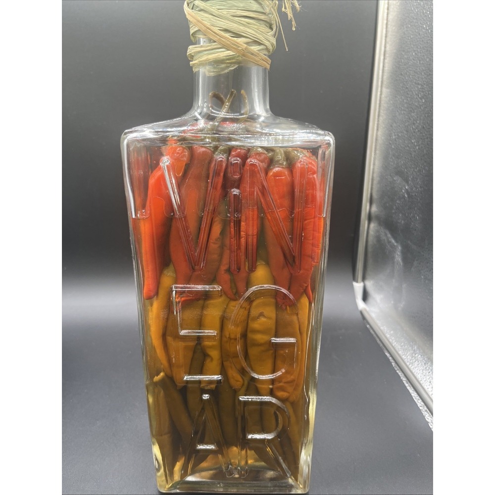 Vintage Art of the Table Three Chili Vinegar Decorative Glass Bottle XL 16"
